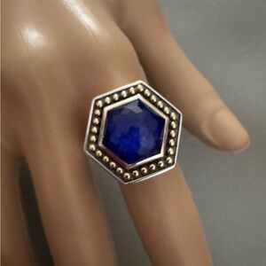 New Lagos SS 18k Treasure Chest Lapis Ring